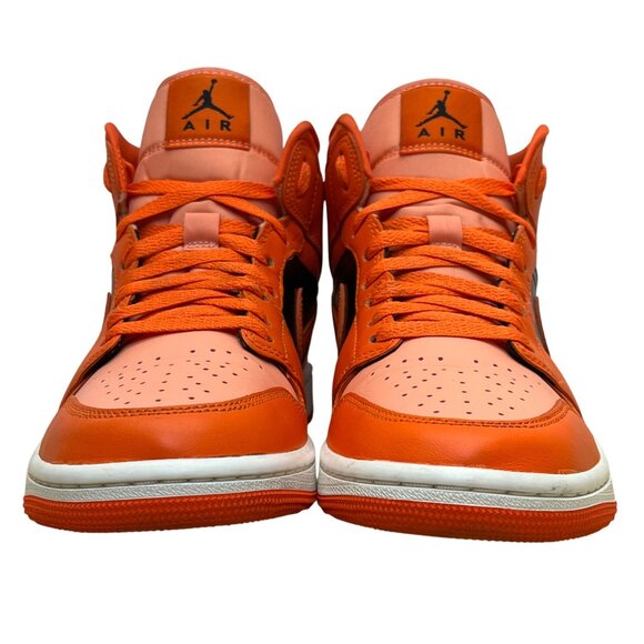 Nike Air Jordan Men’s Orange/Black Leather Mid High-Top Sneakers Size 8.5 - Picture 2 of 9
